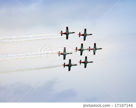 Planes on an air show against clear sky 17187148