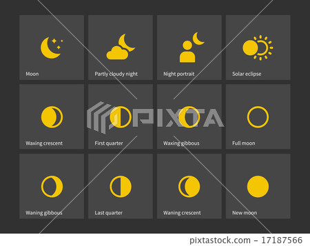 Moon through one month icons. Moon through one month icons. 17187566