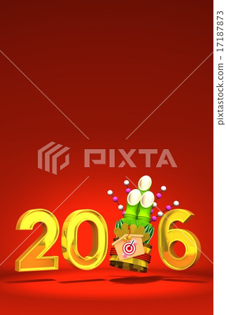 2016, new year's pine decoration, text space 17187873