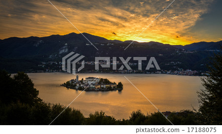 San Giulio island sunset San Giulio island sunset 17188075