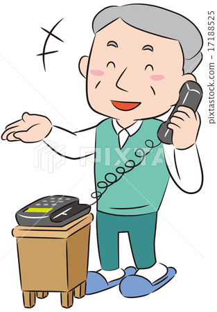 Senior male speaking with telephone smile Senior male speaking with telephone smile 17188525