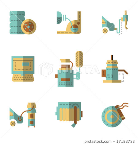 Auto service flat vector icons set 17188758