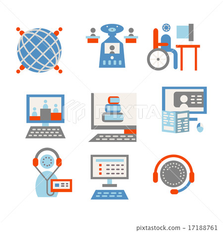 Colored vector icons for internet education 17188761