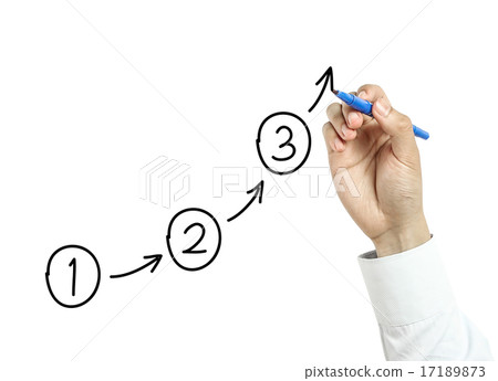 Businessman drawing steps concept 17189873
