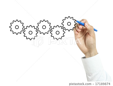 Businessman drawing gears concept 17189874