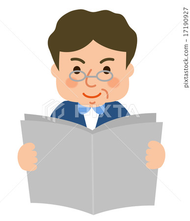 閱讀中年男性報紙 17190927