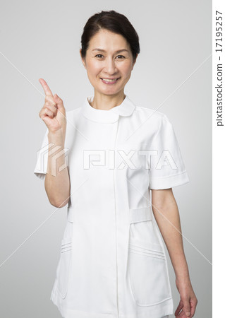 Senior woman in portrait white coat 17195257