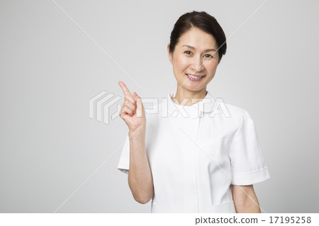 Senior woman in portrait white coat 17195258