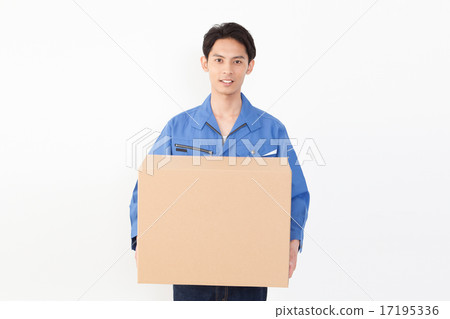 Male worker with cardboard Male worker with cardboard 17195336
