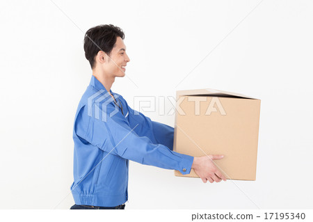 Male worker with cardboard Male worker with cardboard 17195340