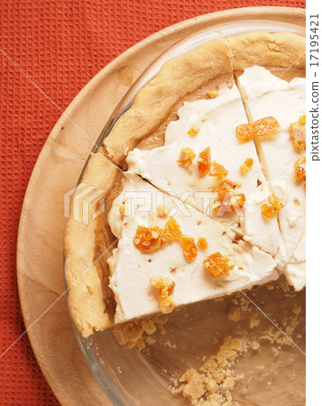 Butterscotch Cream Pie with caramel on topping 17195421