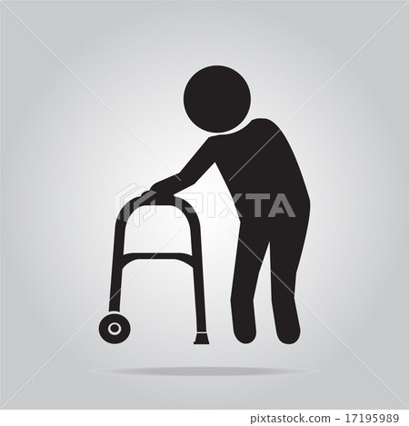 Elderly man and walker symbol illustration 17195989