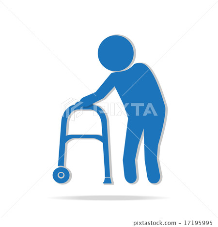 Elderly man and walker symbol illustration 17195995
