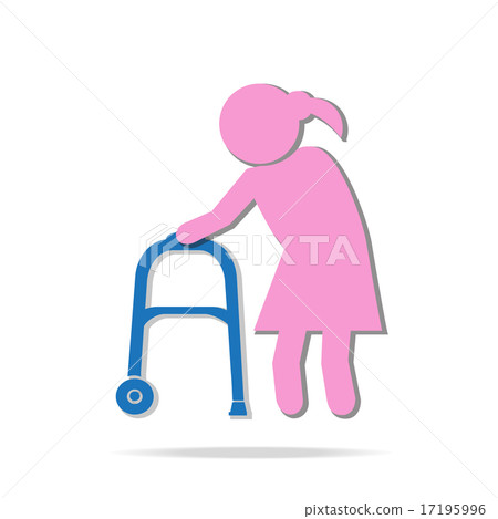 Elderly woman and walker symbol illustration 17195996