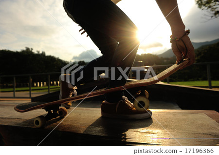 skateboarding legs sunrise skatepark 17196366