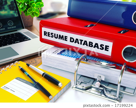 Resume Database on Red Ring Binder. Blurred, Toned Image. Resume Database on Red Ring Binder. Blurred, Toned Image. 17199224
