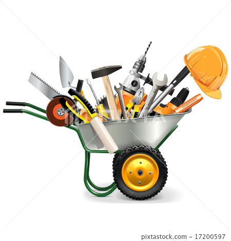 Vector Wheelbarrow with Tools 17200597