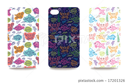 Mobile phone cover back set with sea life pattern 17201326