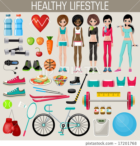 Set of healthy lifestyle elements 17201768