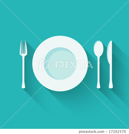 Plate with cutlery long shadows Plate with cutlery long shadows 17202570