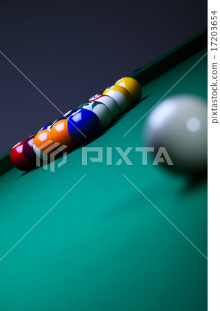 Playing pool, vivid colors, natural tone 17203654