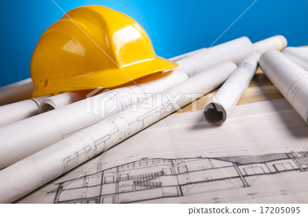 Architecture model and plans,natural colorful tone Architecture model and plans,natural colorful tone 17205095
