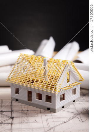 Architecture model and plans,natural colorful tone Architecture model and plans,natural colorful tone 17205096