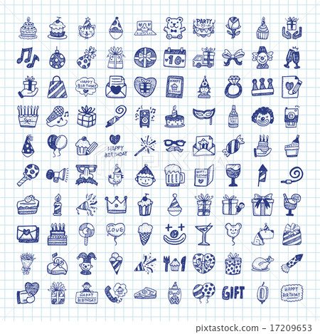 Doodle Birthday icons Doodle Birthday icons 17209653