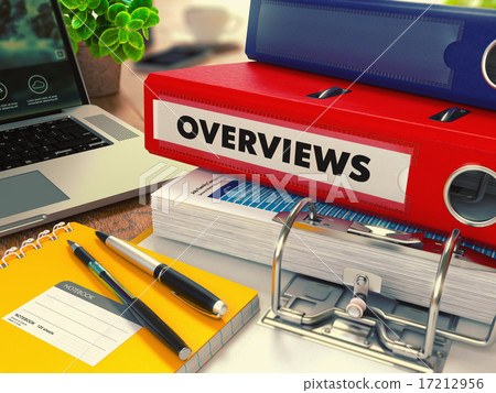 Red Office Folder with Inscription Overviews. 17212956