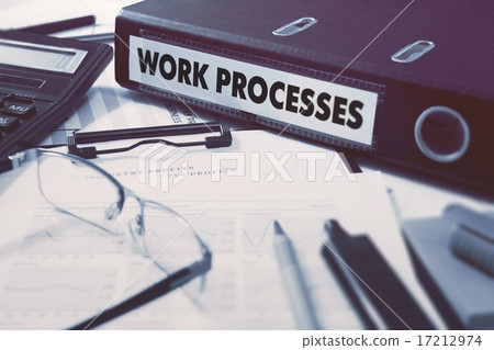 Work Processes on Ring Binder. Blured, Toned Image. Work Processes on Ring Binder. Blured, Toned Image. 17212974