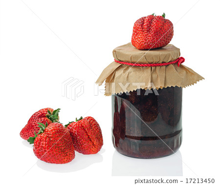Glass jar of strawberry jam with berries Glass jar of strawberry jam with berries 17213450