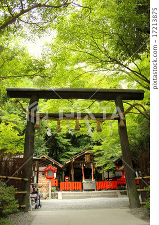 Kyoto Arashiyama Nonomiya Shrine Black Torii Stock Photo