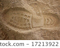 Boot footprint on the sand 17213922