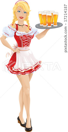 Oktoberfest girl with tray of beer Oktoberfest girl with tray of beer 17214187