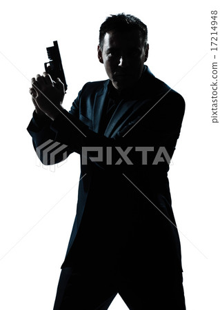 silhouette man portrait with gun 17214948