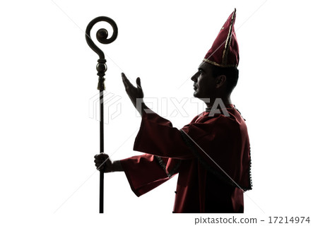 man cardinal bishop silhouette saluting blessing 17214974