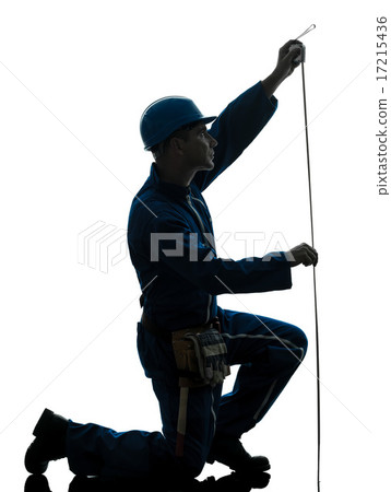 man construction worker holding Tape Measure silhouette man construction worker holding Tape Measure silhouette 17215436