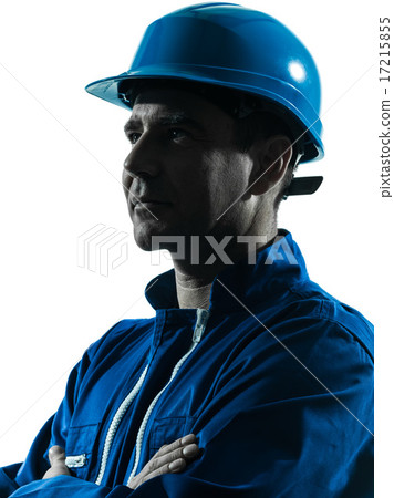 man construction worker profile sideview silhouette portrait 17215855