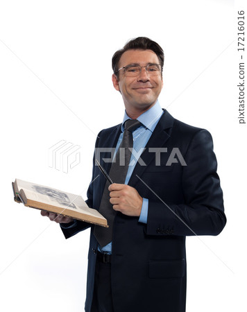 man professsor teacher teaching reading ancient book 17216016