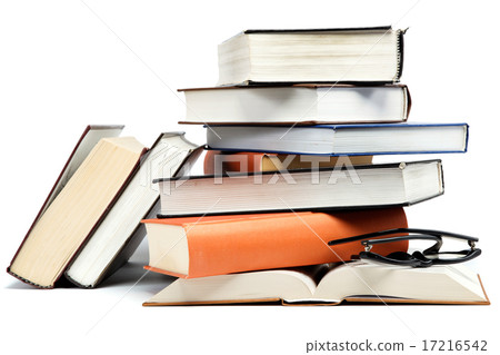 A stack of books on a white background. A stack of books on a white background. 17216542