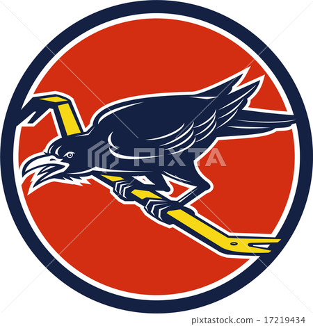 Crow Perching Crowbar Circle Retro Crow Perching Crowbar Circle Retro 17219434