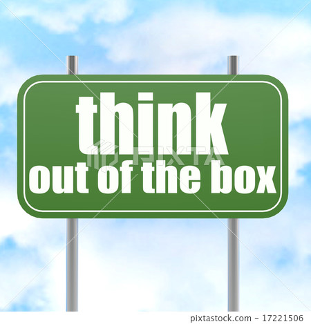 Think out of the box on green road sign Think out of the box on green road sign 17221506