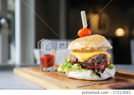 hamburger with fries hamburger with fries 17223081