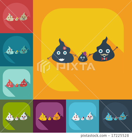Flat modern design with shadow icons turd, faeces 17225528