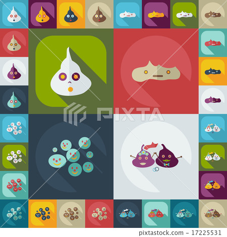 Flat concept, set modern design with shadow turd, faeces 17225531