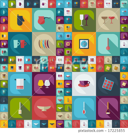 Flat modern design with shadow icons kitchen - Stock Illustration ...