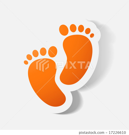 Paper clipped sticker: Footprint symbol. Paper clipped sticker: Footprint symbol. 17226610