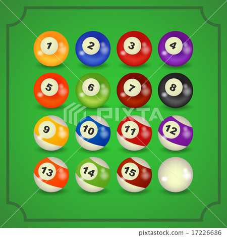 set of billiard balls, billiards, American 17226686