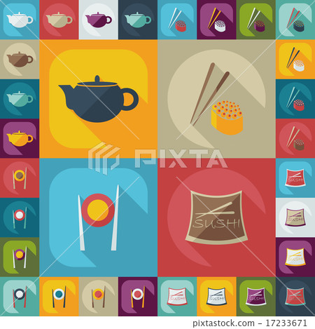 Flat concept, set modern design a unique collection of sushi Flat concept, set modern design a unique collection of sushi 17233671