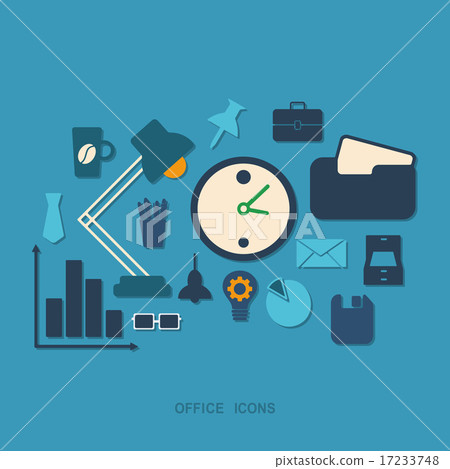 Flat concept, set modern design with shadow office icons Flat concept, set modern design with shadow office icons 17233748